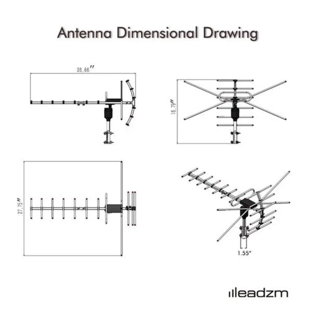 Elenxs TA-001 360 Rotation UV Antenna For 45-230 MHz And 470-860 MHz Outdoor