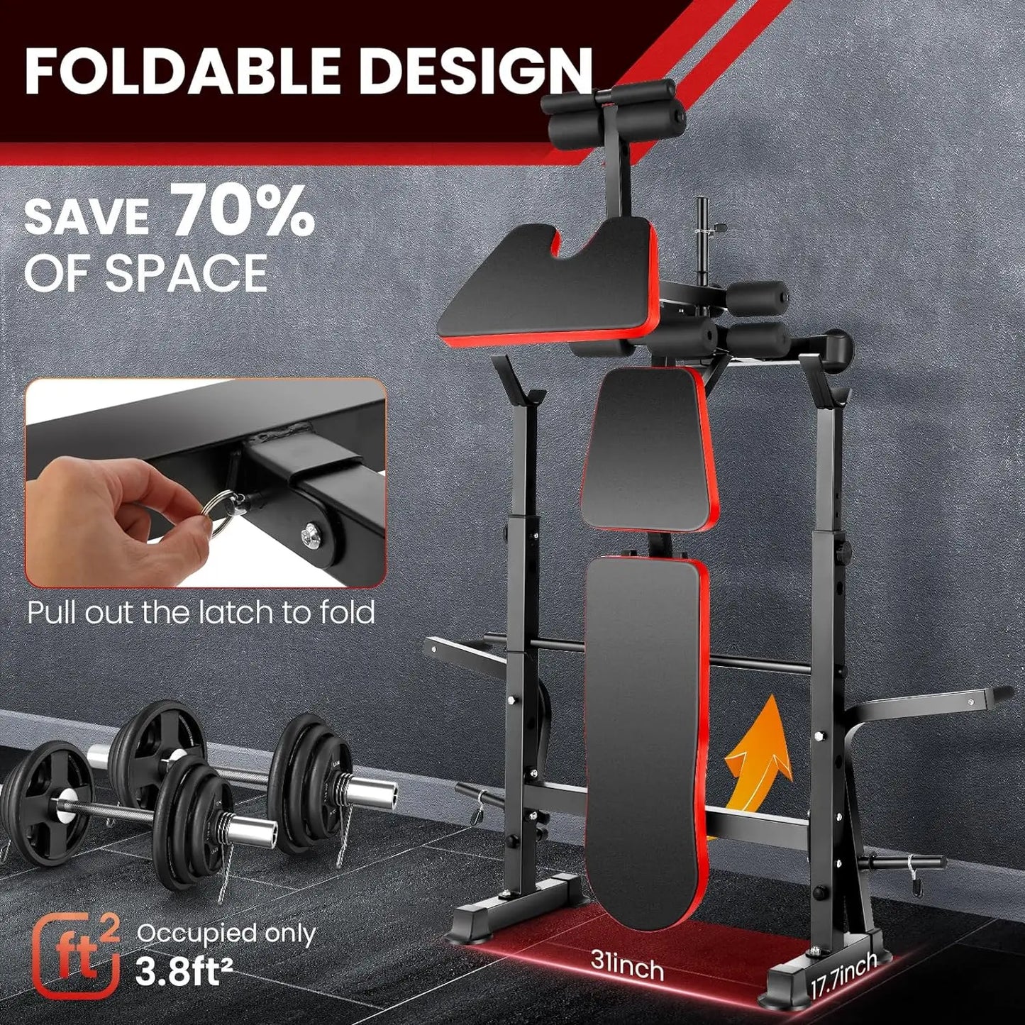 Six In One Weight Bench Set With Squat Rack And Barbell Rack