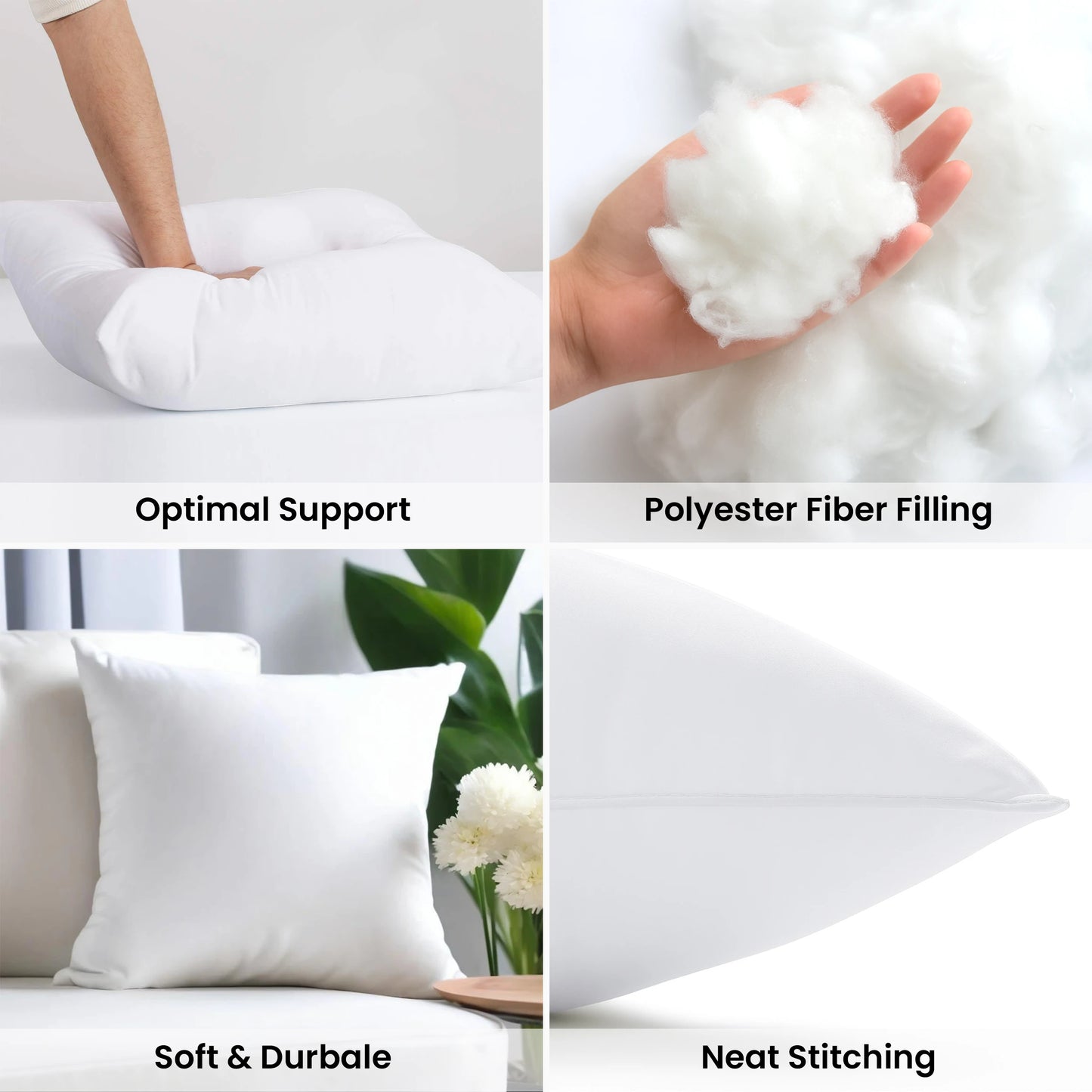 LDC Lux Decor Pillow Inserts Set Of 4 Premium Fill