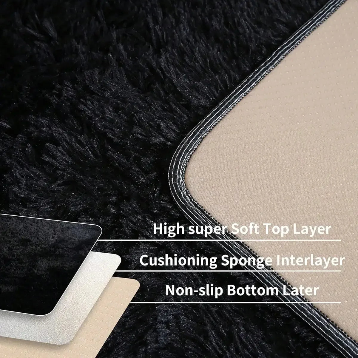 Eluckya Plush Thick Long Pile Carpet Non Slip Area Rug