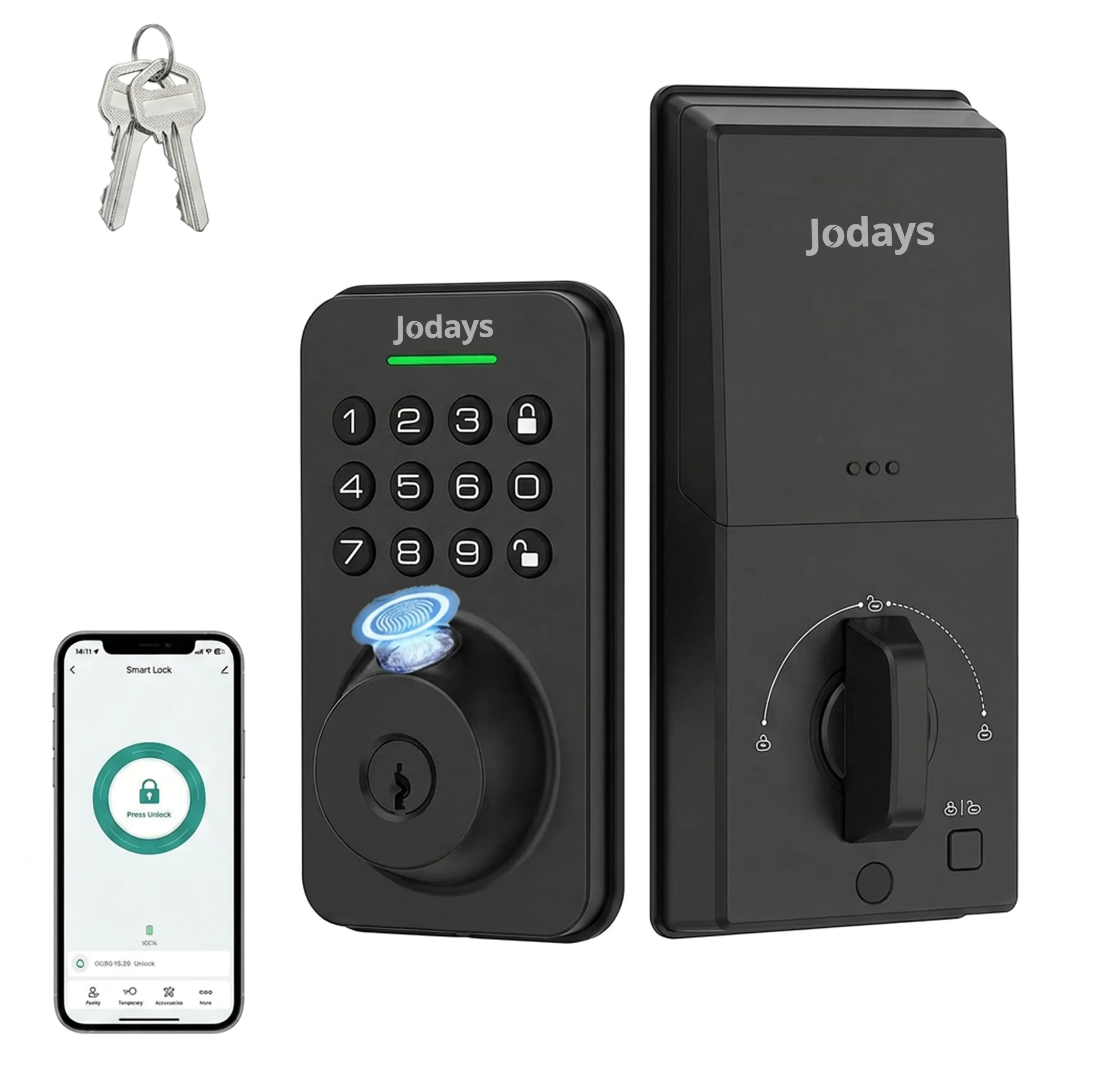 Jodays Smart Deadbolt Lock With Fingerprint, Keypad, App Control