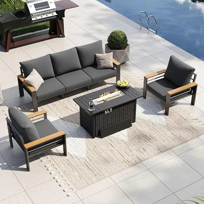 Outdoor Patio Conversation Furniture Set With Coffee Table