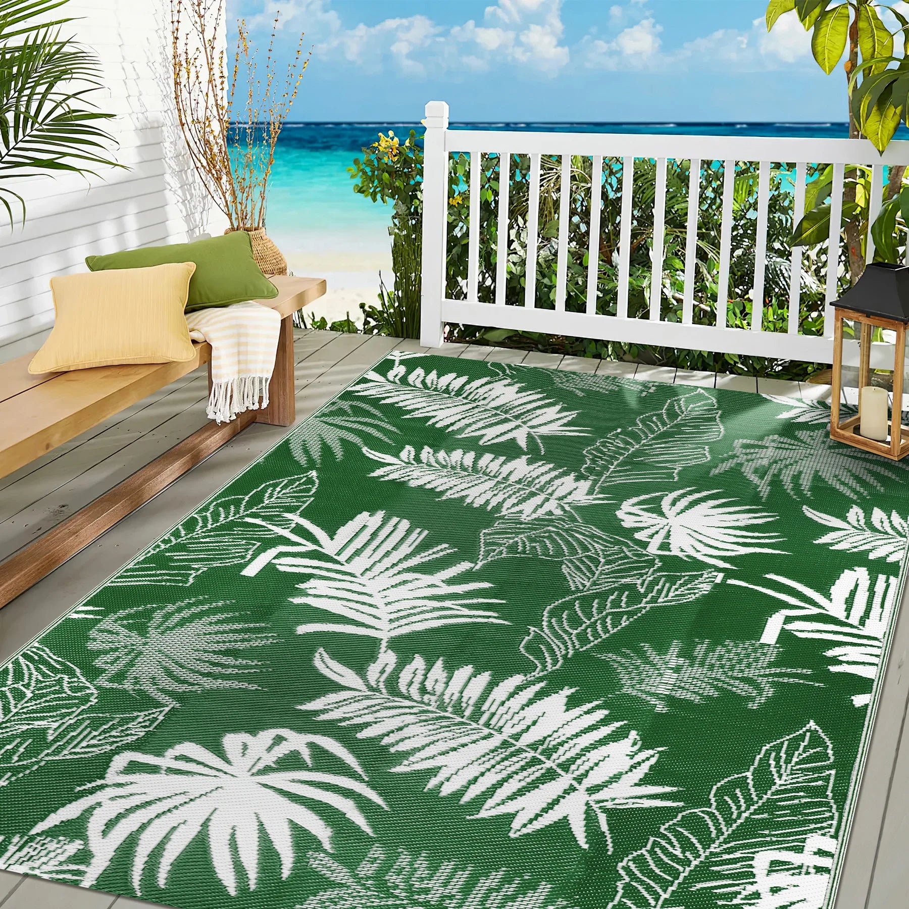 Outdoor Rug Waterproof Recycled Plastic Straw Patio Carpet