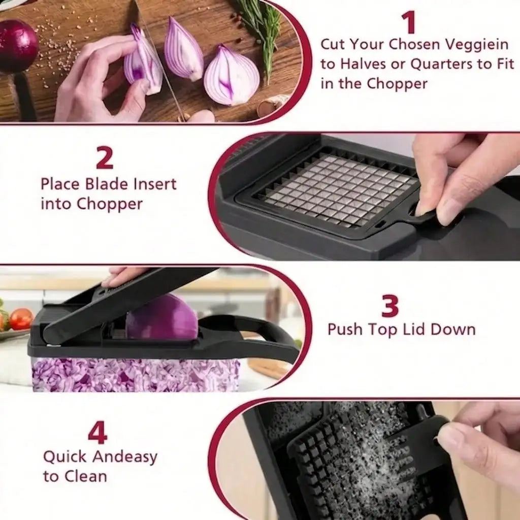 Multi Functional Vegetable Chopper With Eight Stainless Steel Blades