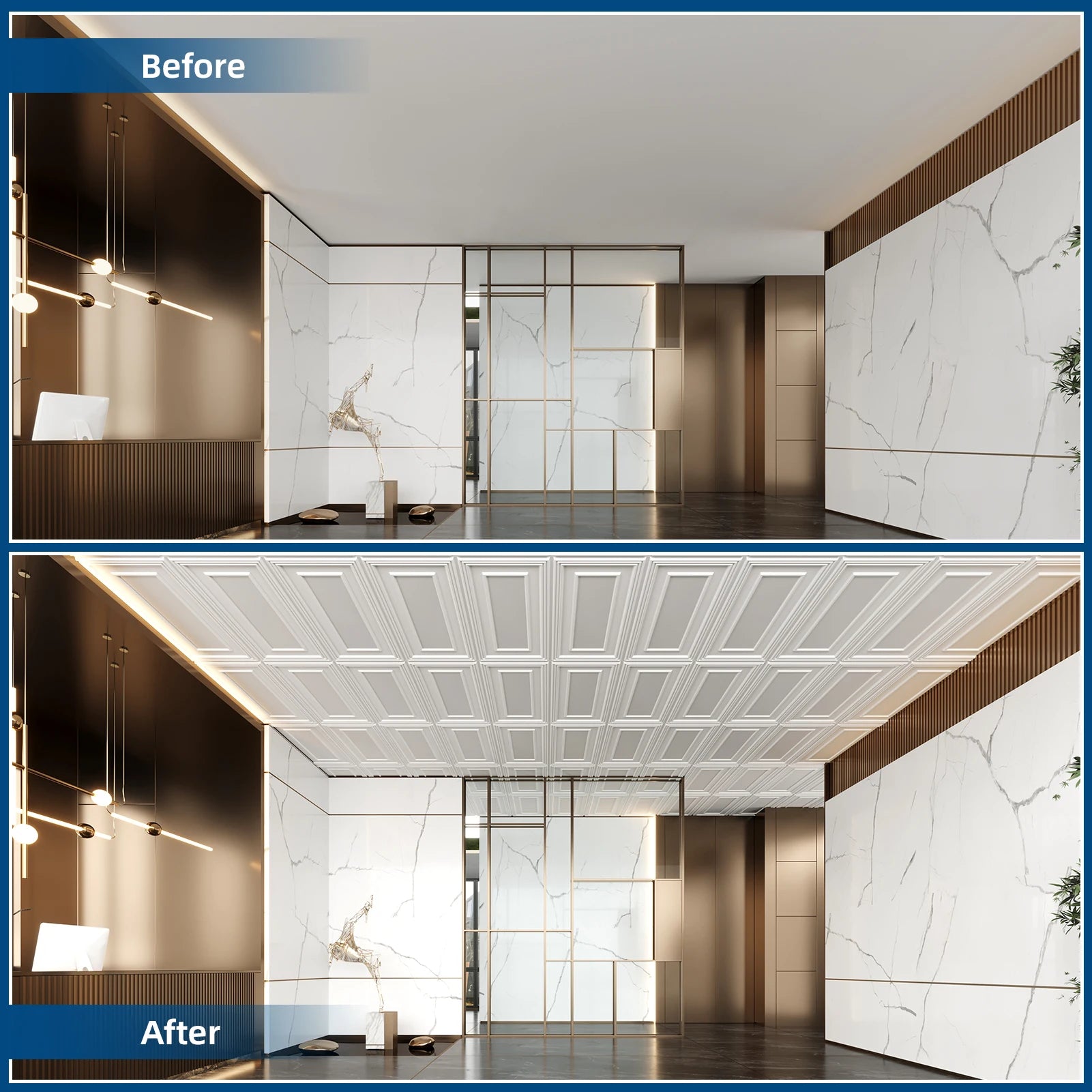 Art3d 3D Drop Ceiling Panels With Fireproof Sound Absorption
