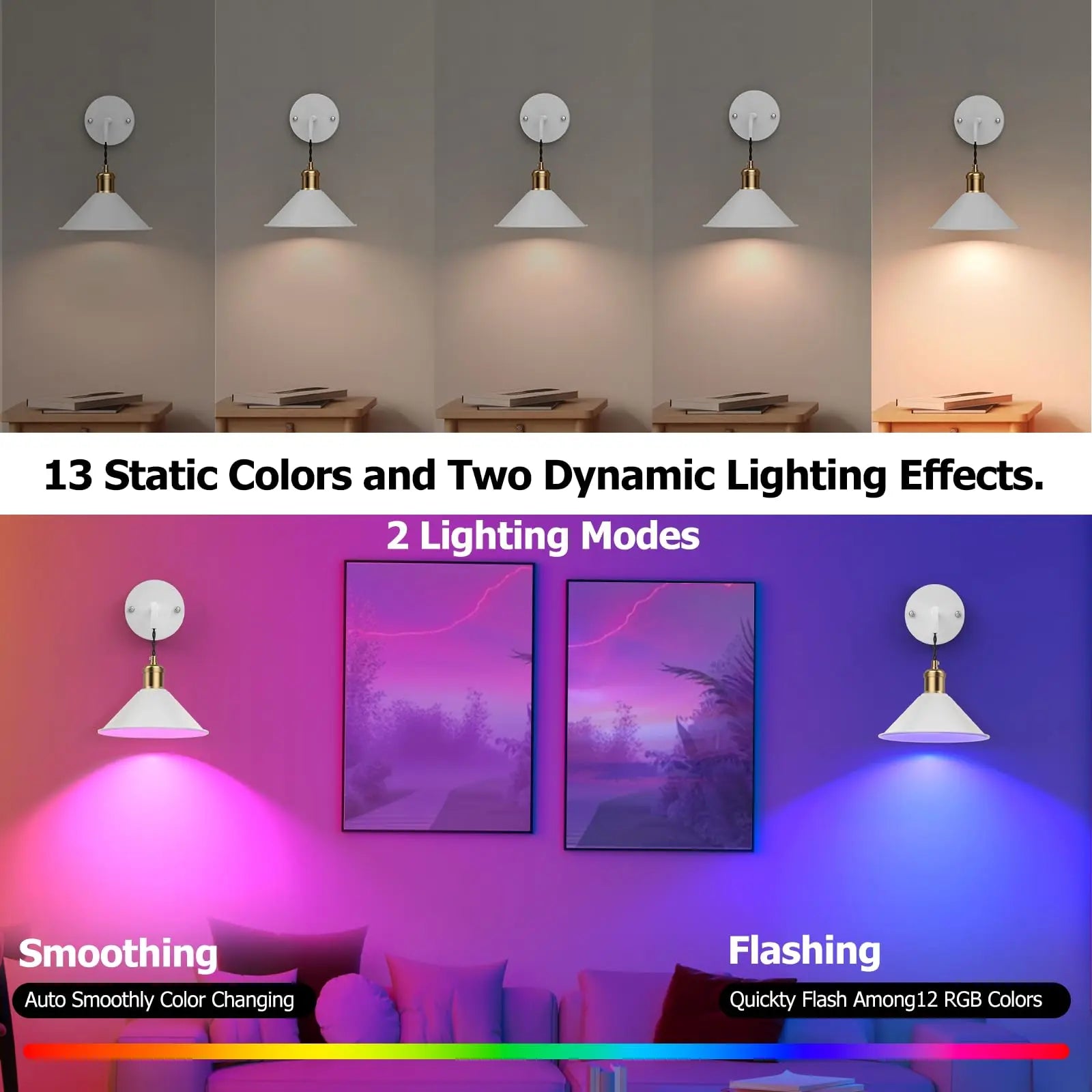 PRTILOUD Set of 2 Battery Operated Wall Sconces with Remote