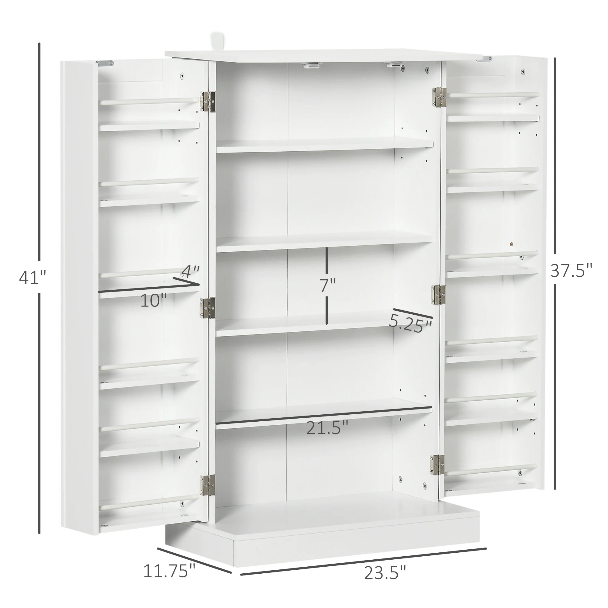 Homcom Freestanding Kitchen Pantry Cabinet With Double Doors