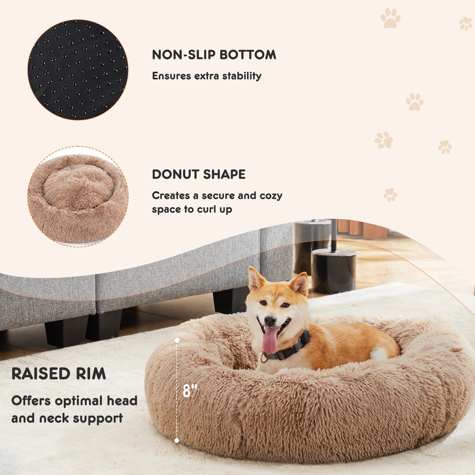 JHK Calming Dog Bed For Medium To Large Dogs Plush
