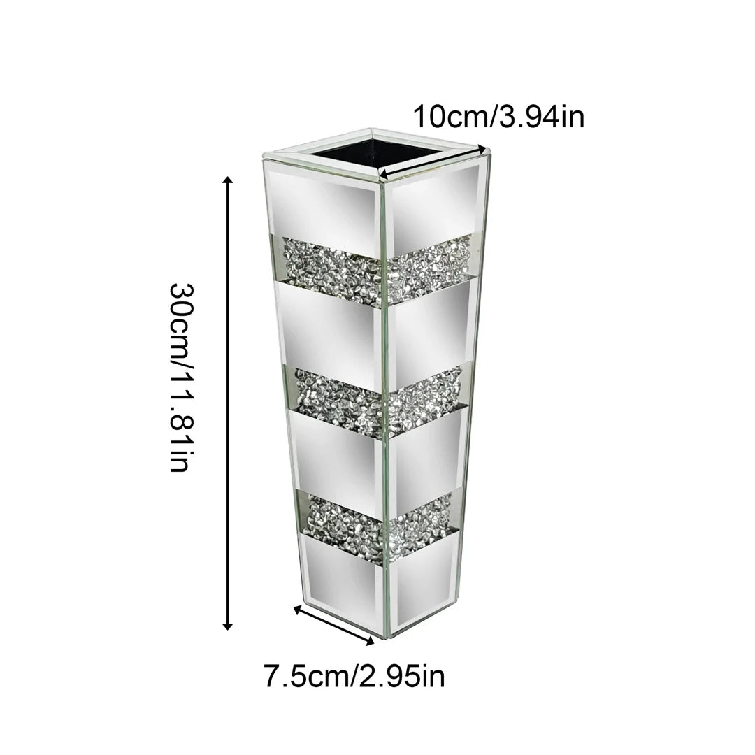 Modern Floor Vase With Crystal Accents And Mirrored Finish