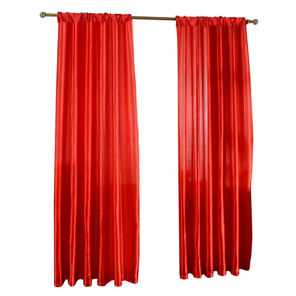 Satin Curtain For Living Room Semi Blackout Drape Panel