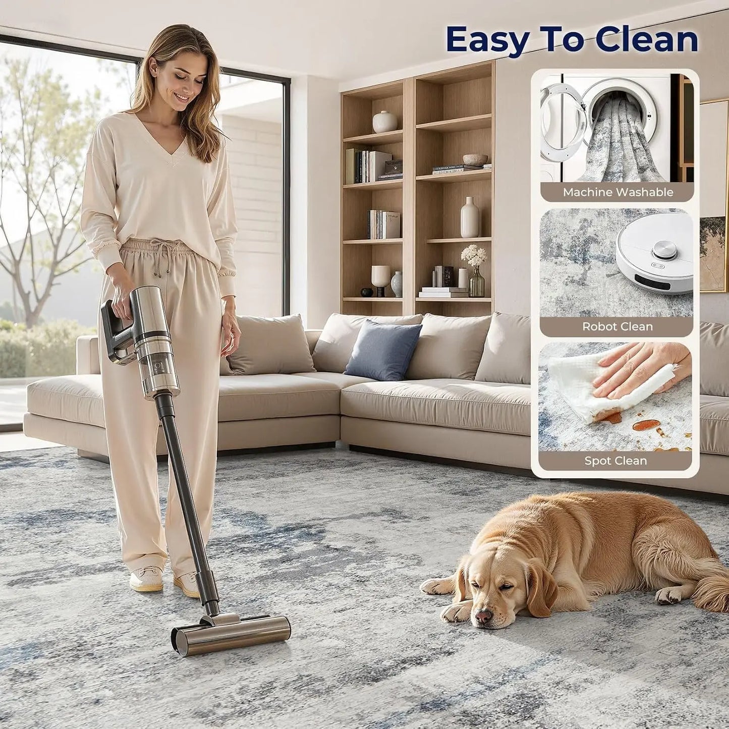 Area Rug For Living Room Non Slip Washable Indoor Carpet