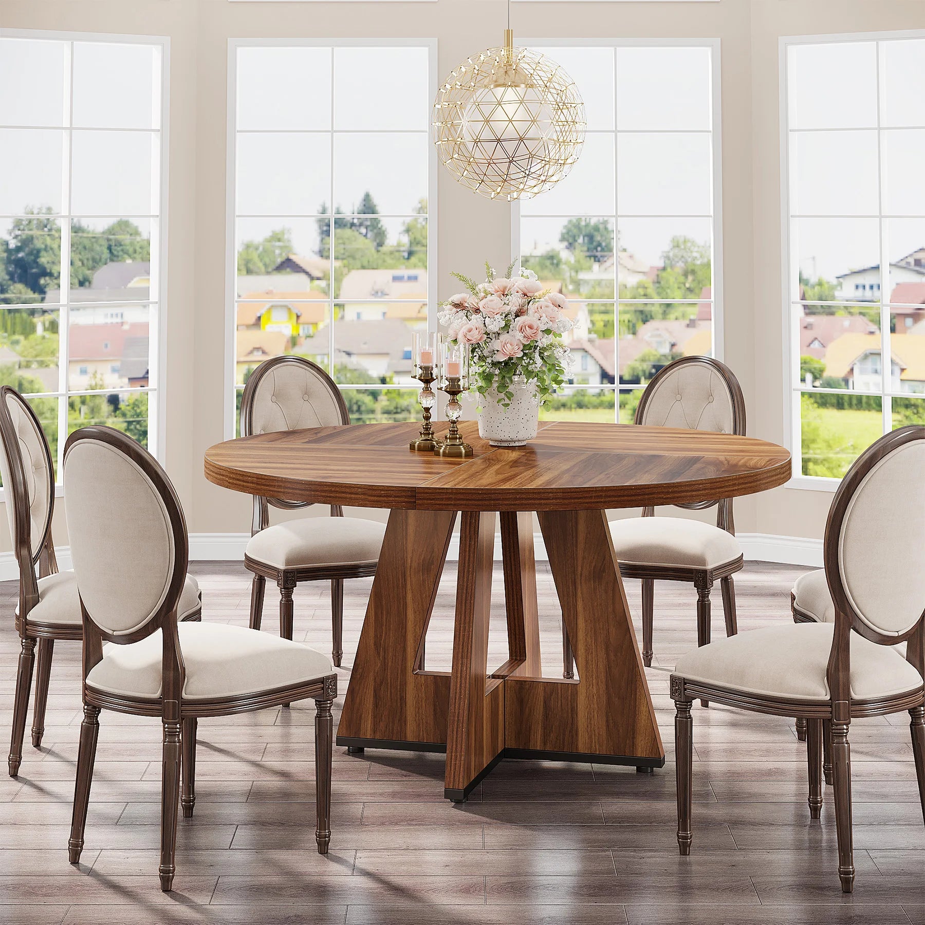 Tribesigns Round Dining Table Farmhouse Style For Dining Room