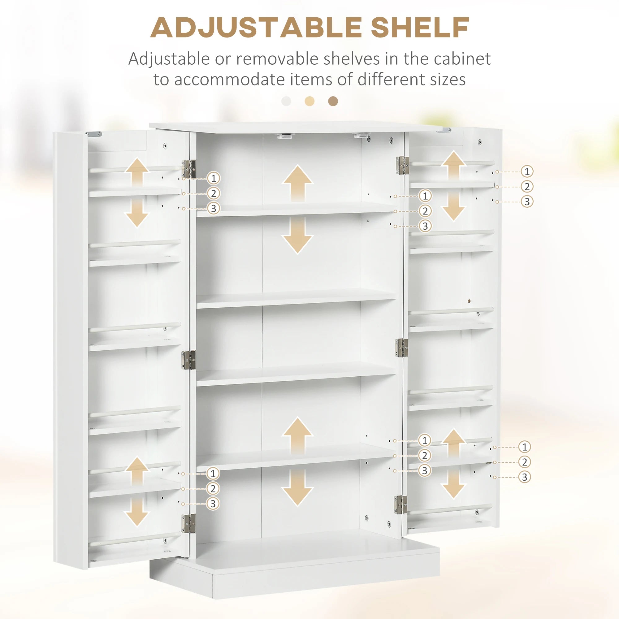 Homcom Freestanding Kitchen Pantry Cabinet With Double Doors