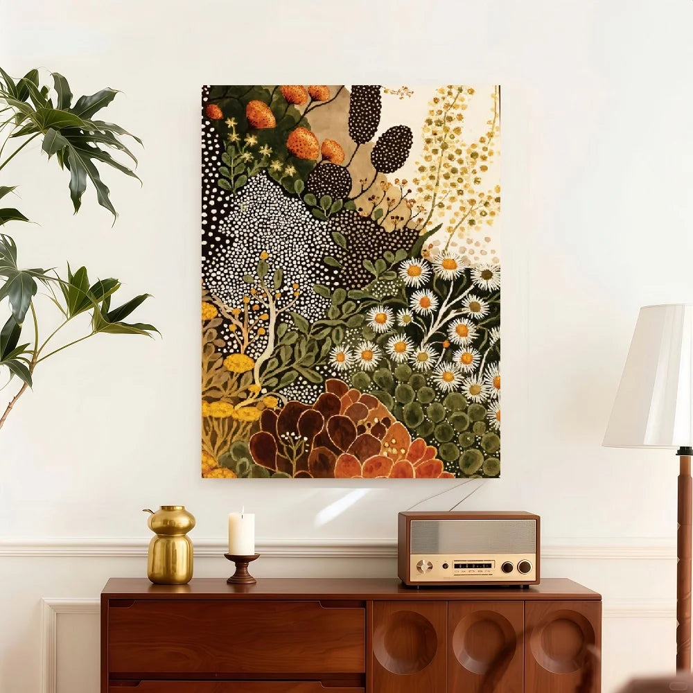 Framed Modern Abstract Botanical Wall Art Wildflower Canvas Print