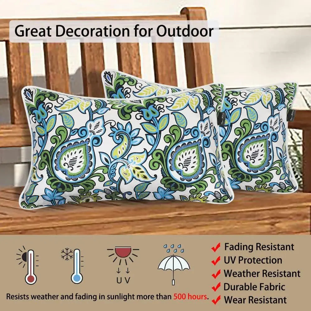 Outdoor Waterproof Lumbar Rectangular Throw Pillow With Insert