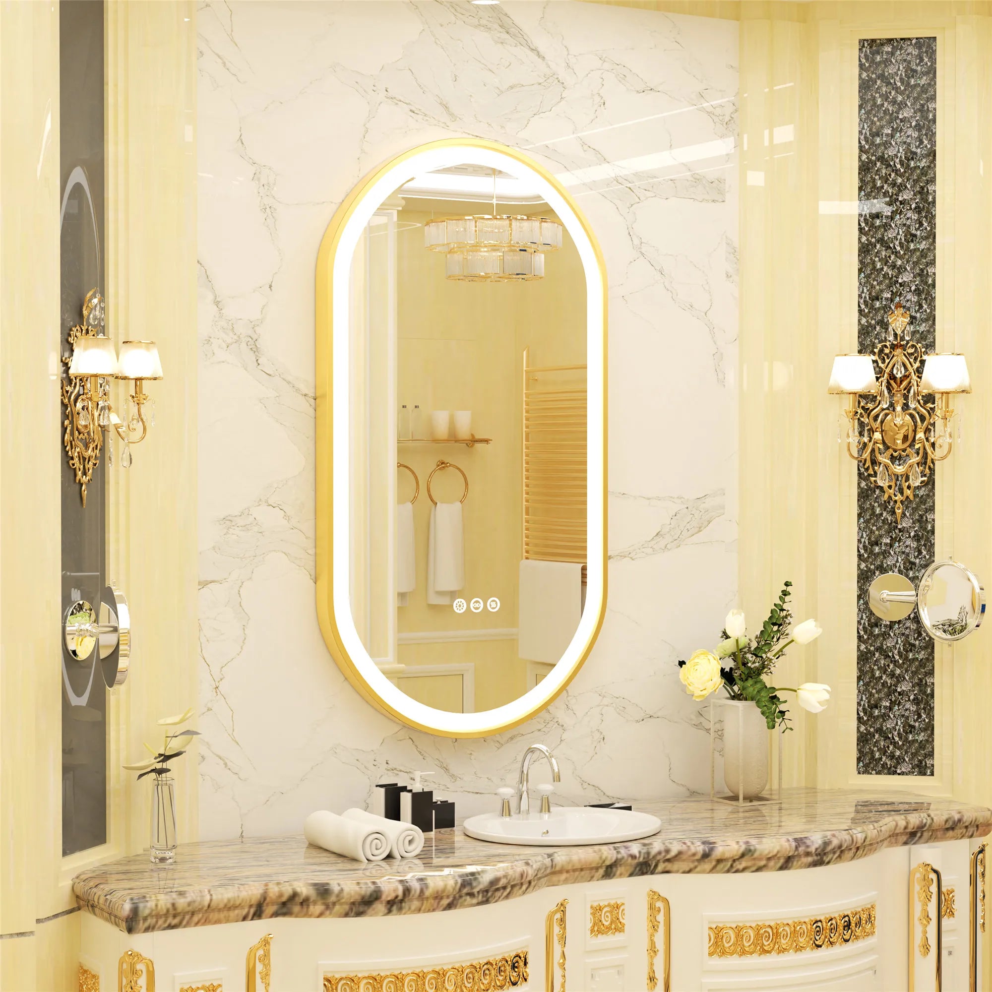 Wisfor LED Oval Vanity Mirror With Stepless Dimmable Light