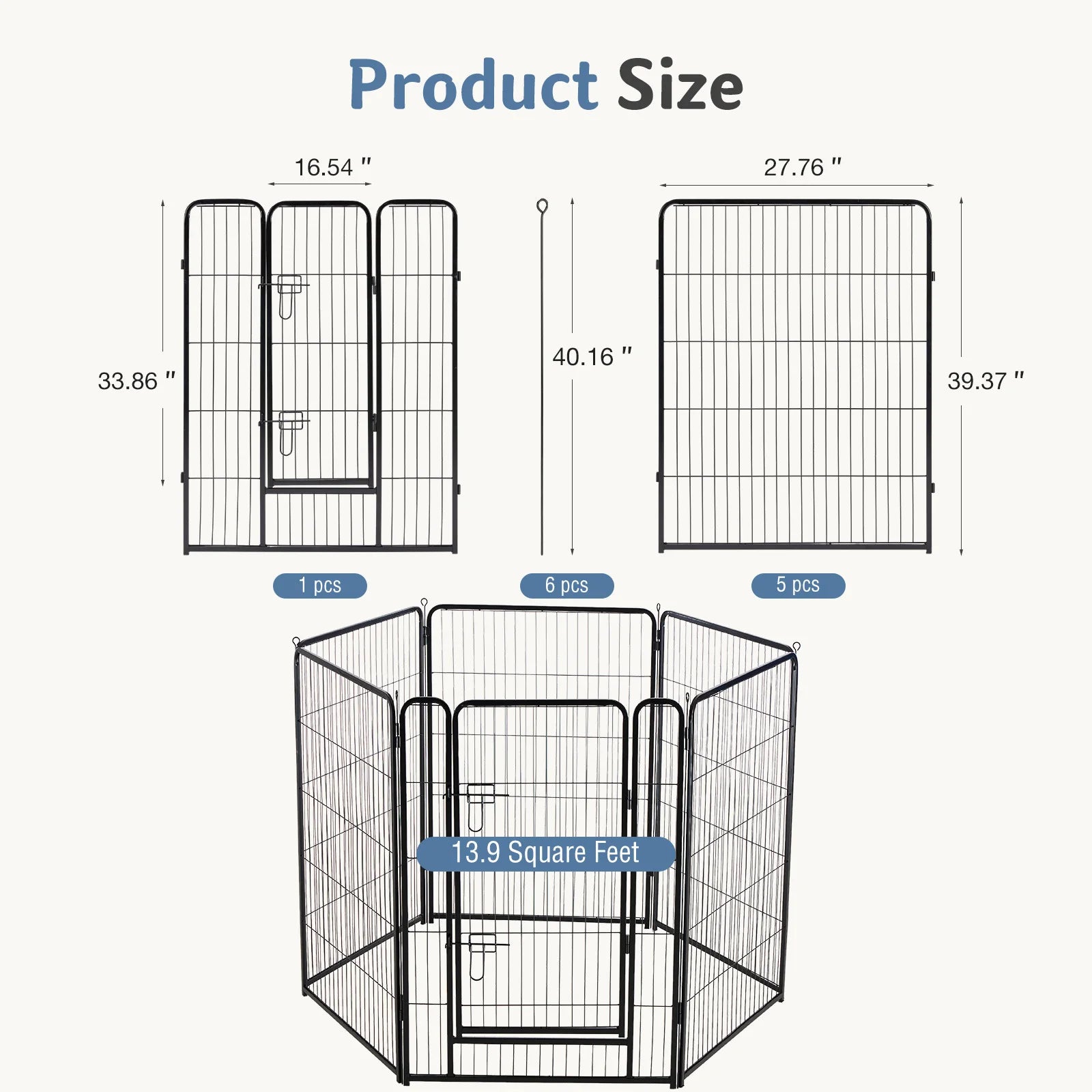 JHK Metal Dog Playpen Fence For Indoor Outdoor Use