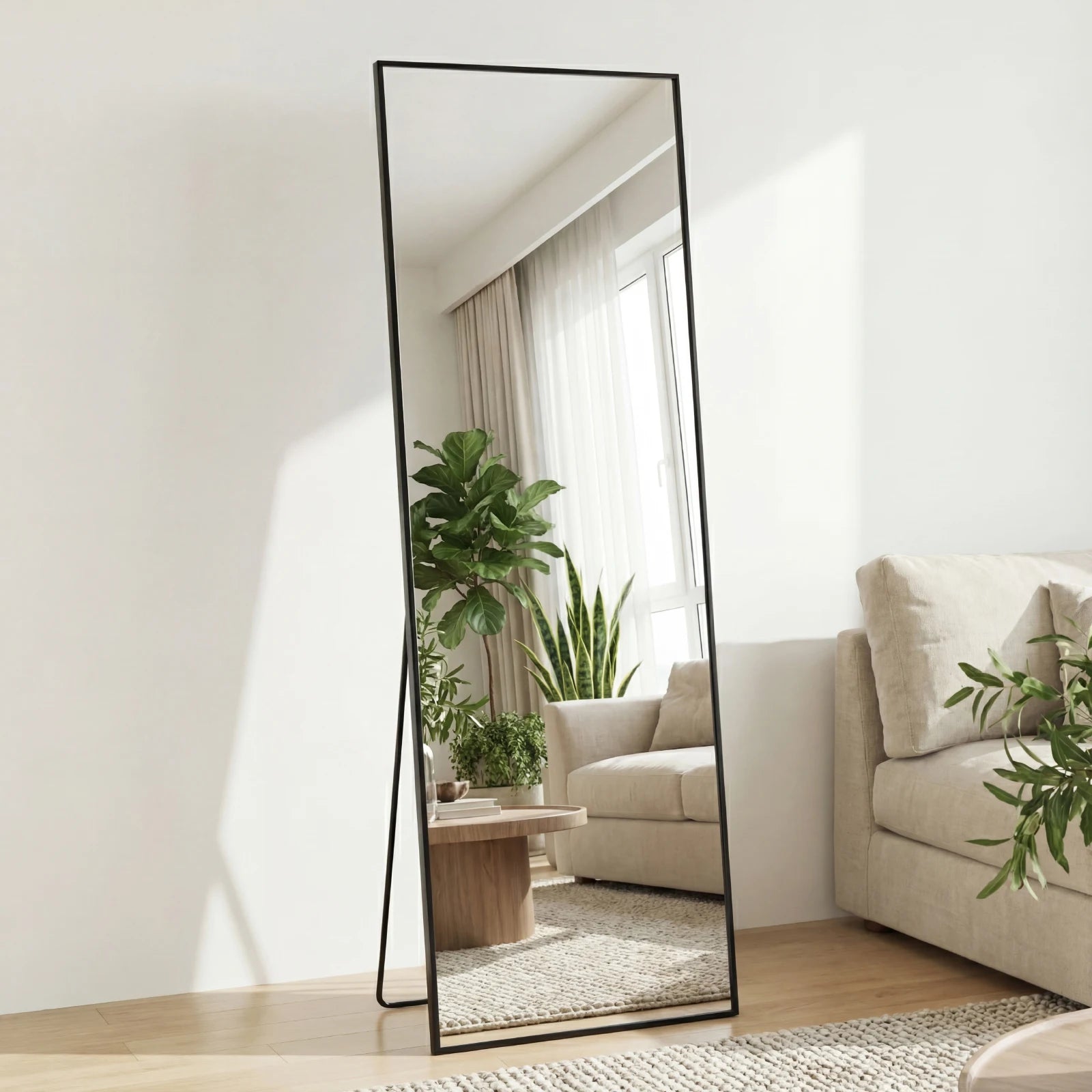 JHK Arched Full Length Mirror With Free Standing Aluminum Frame