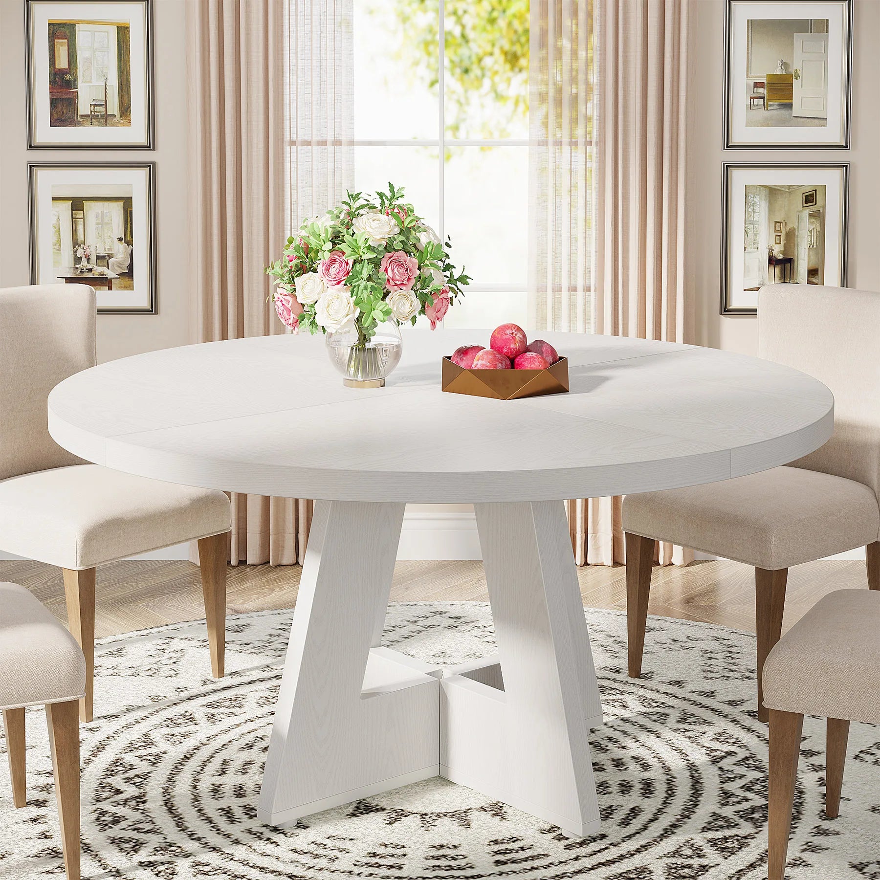 Tribesigns Round Dining Table Farmhouse Style For Dining Room