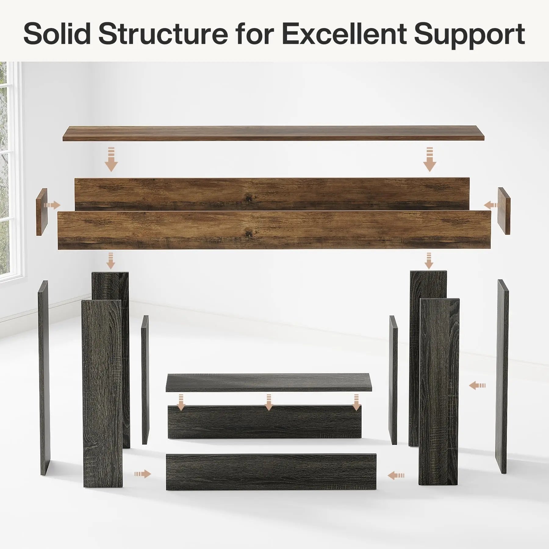 Tribesigns Farmhouse Console Table 2-Tier Entryway With U-Shaped Base