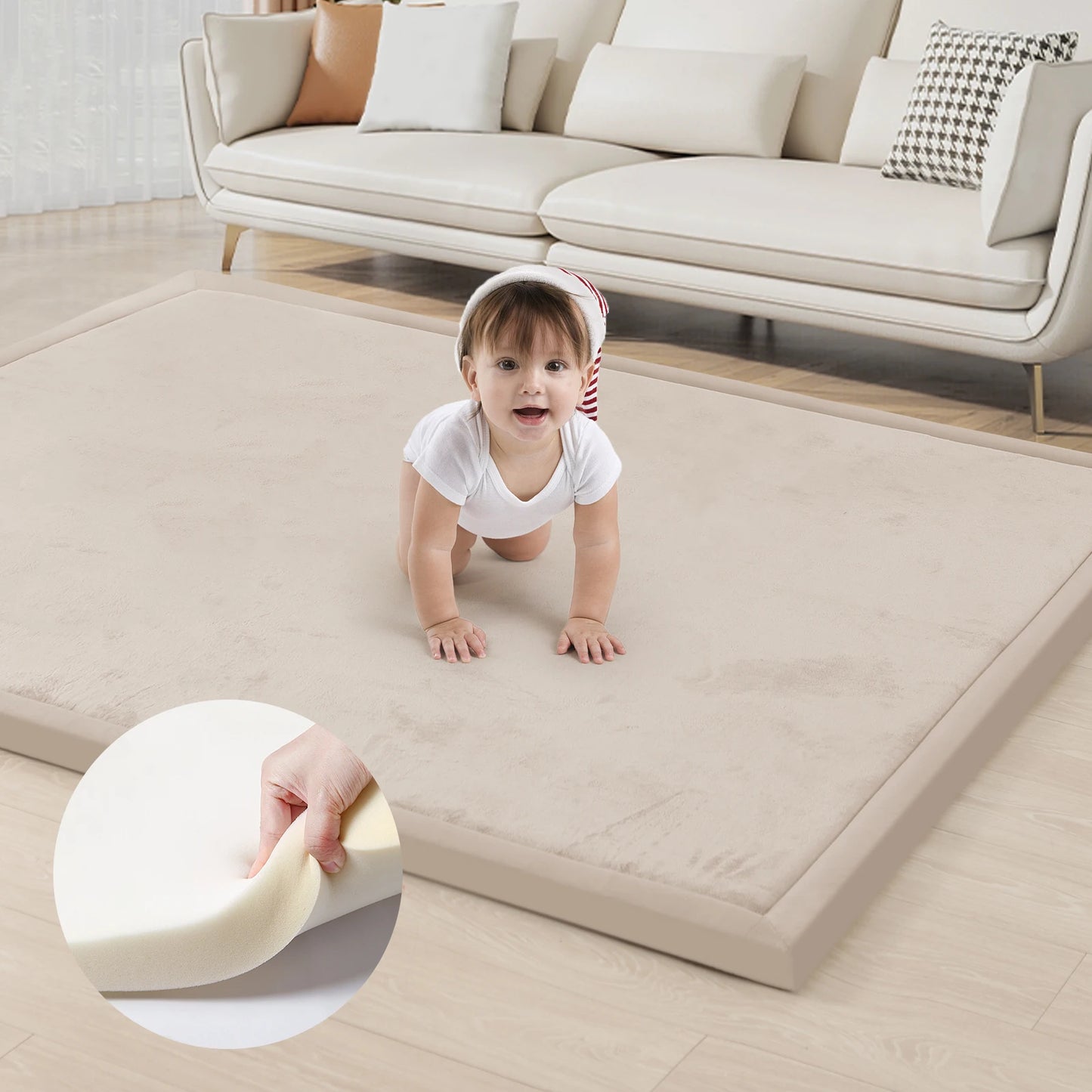 Huloo Sleep Memory Foam Playpen Mat With Non Slip Backing
