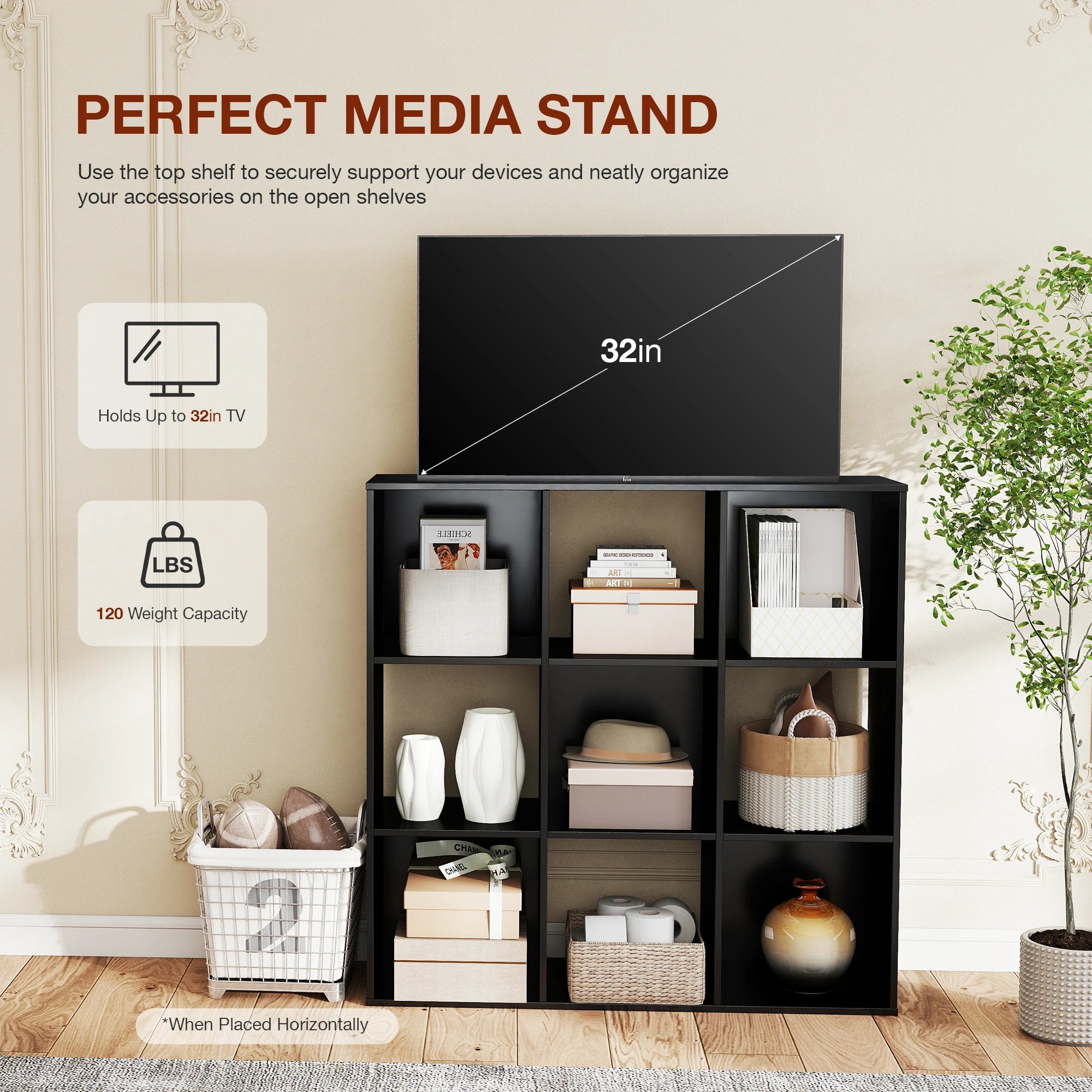 JHK Cube Storage Organizer Wood Shelf Bookcase For Living Room