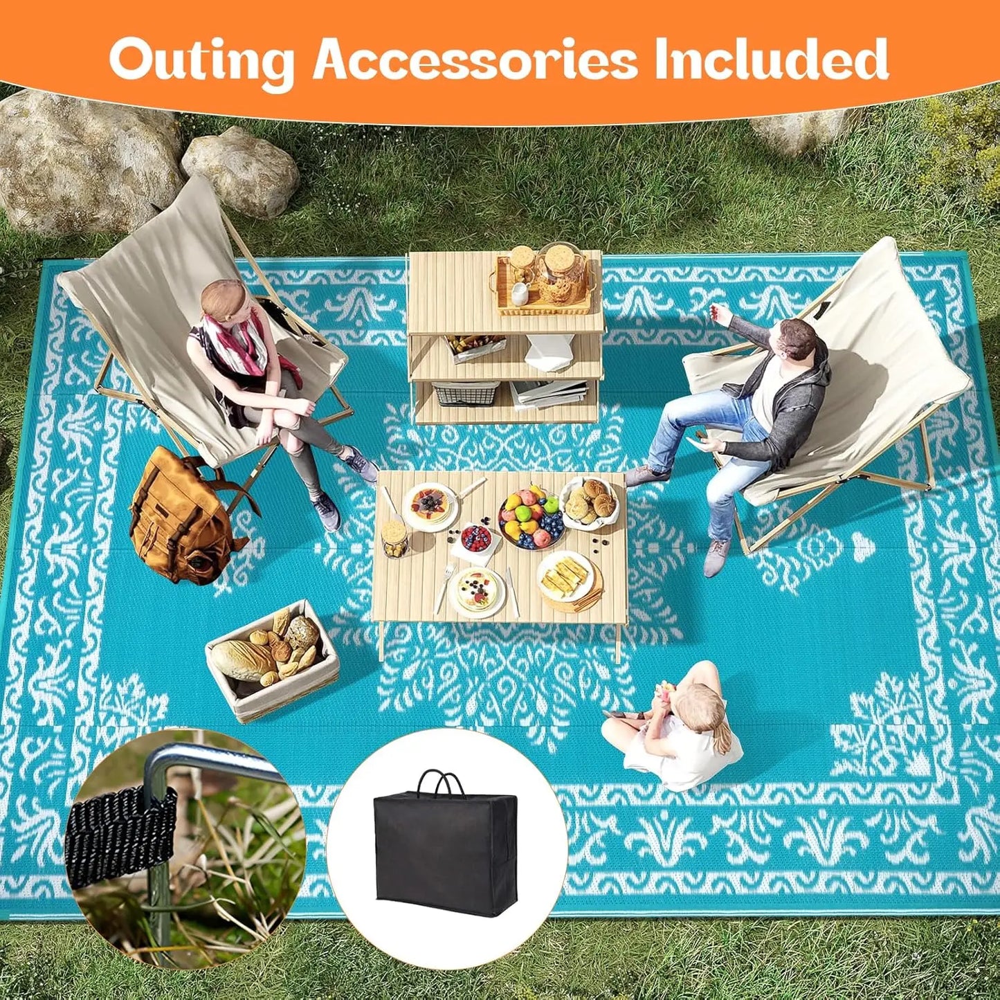 Waterproof Reversible Outdoor Rug Deck And Patio With UV Resistance