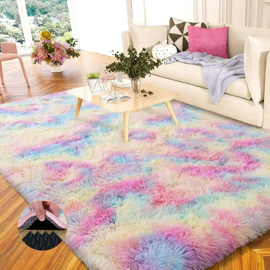 Modern Soft Shag Rug For Bedroom And Living Room With Plush Carpet