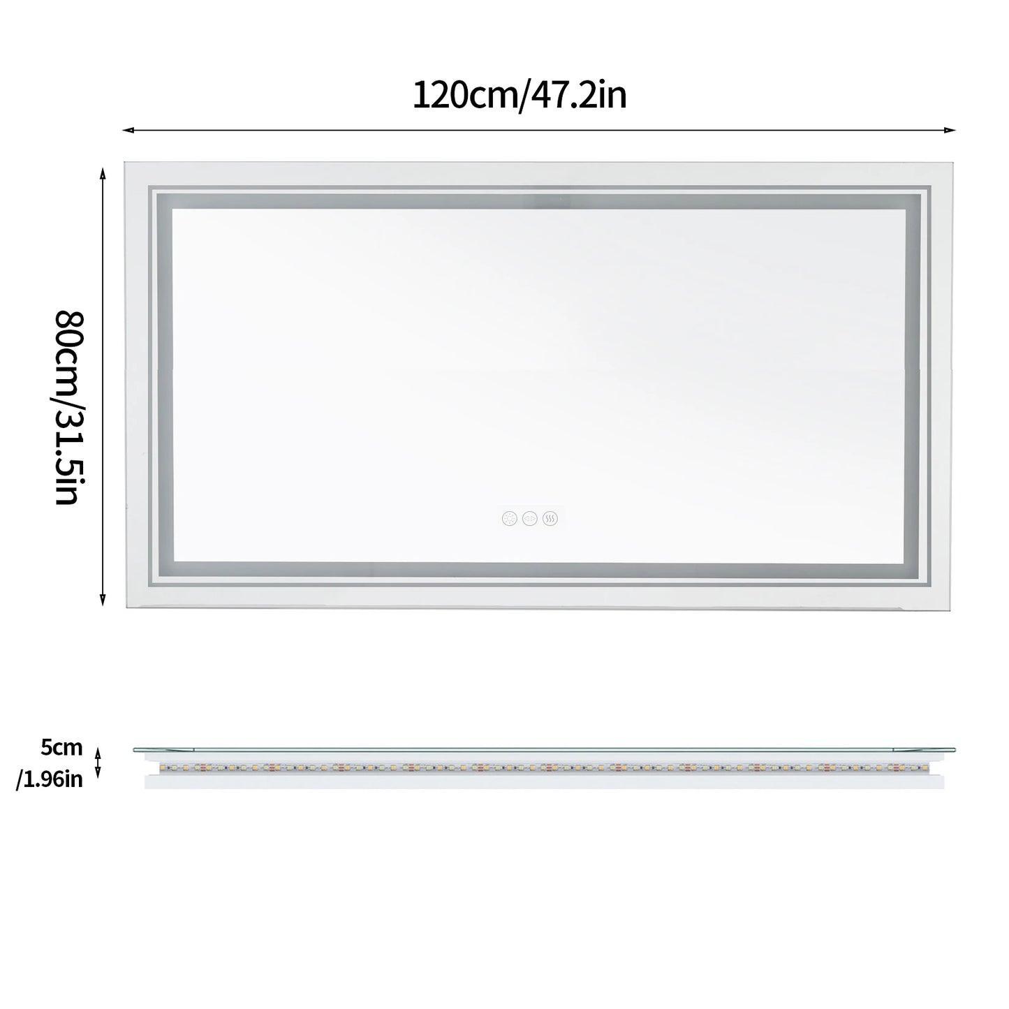 Illuminated LED Bathroom Mirror With Backlit Lights And Anti Fog