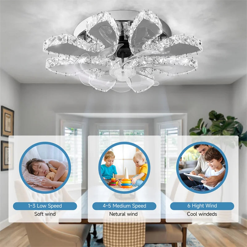 GreeLustr Remote Ceiling Fan Lamp Fandelier With 7 LED Heads