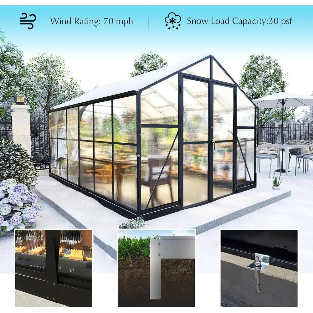Walk-In Greenhouse With Vent Windows And Lockable Door