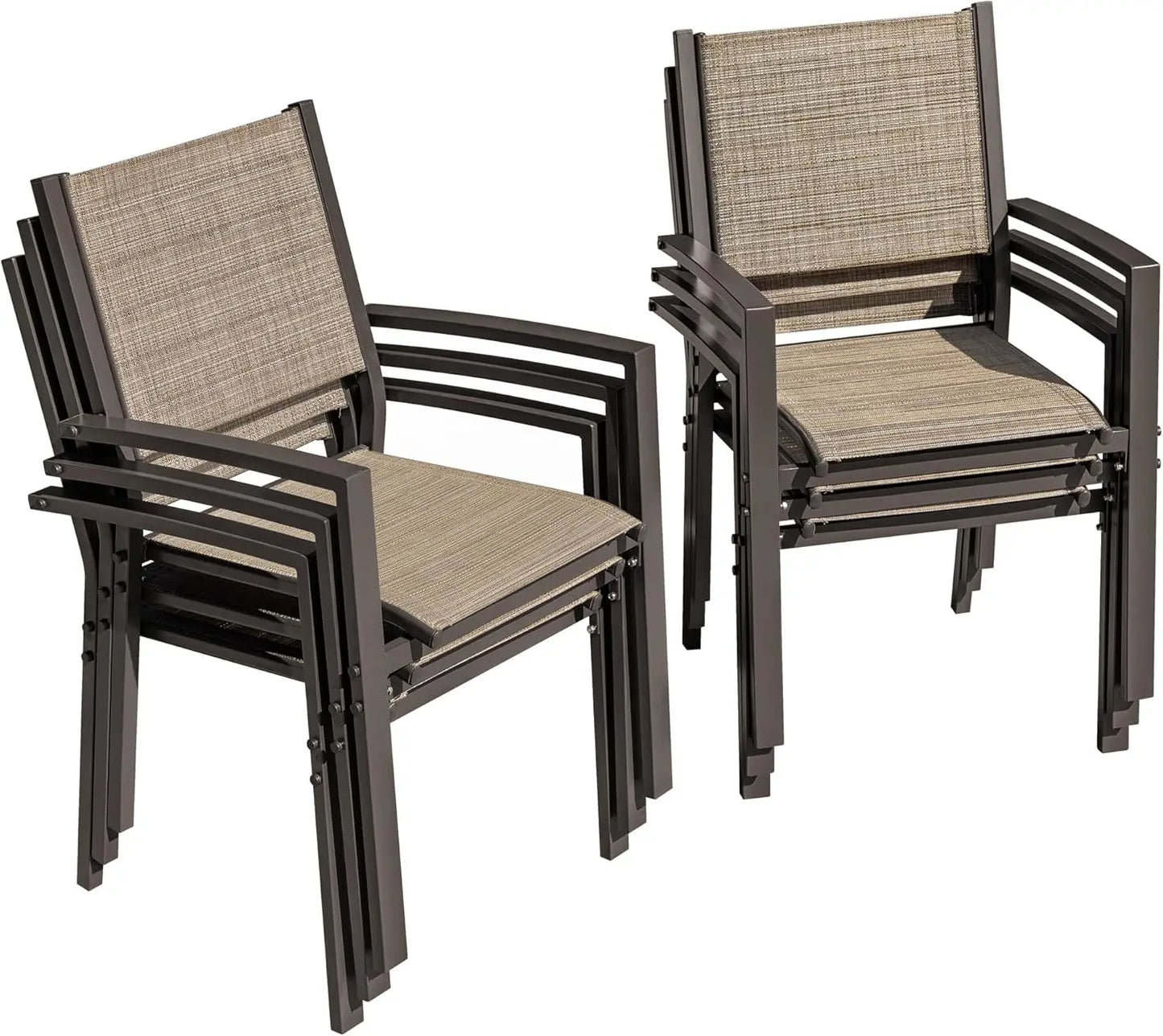Textilene Outdoor Stackable Dining Chairs Set of 6 Patio