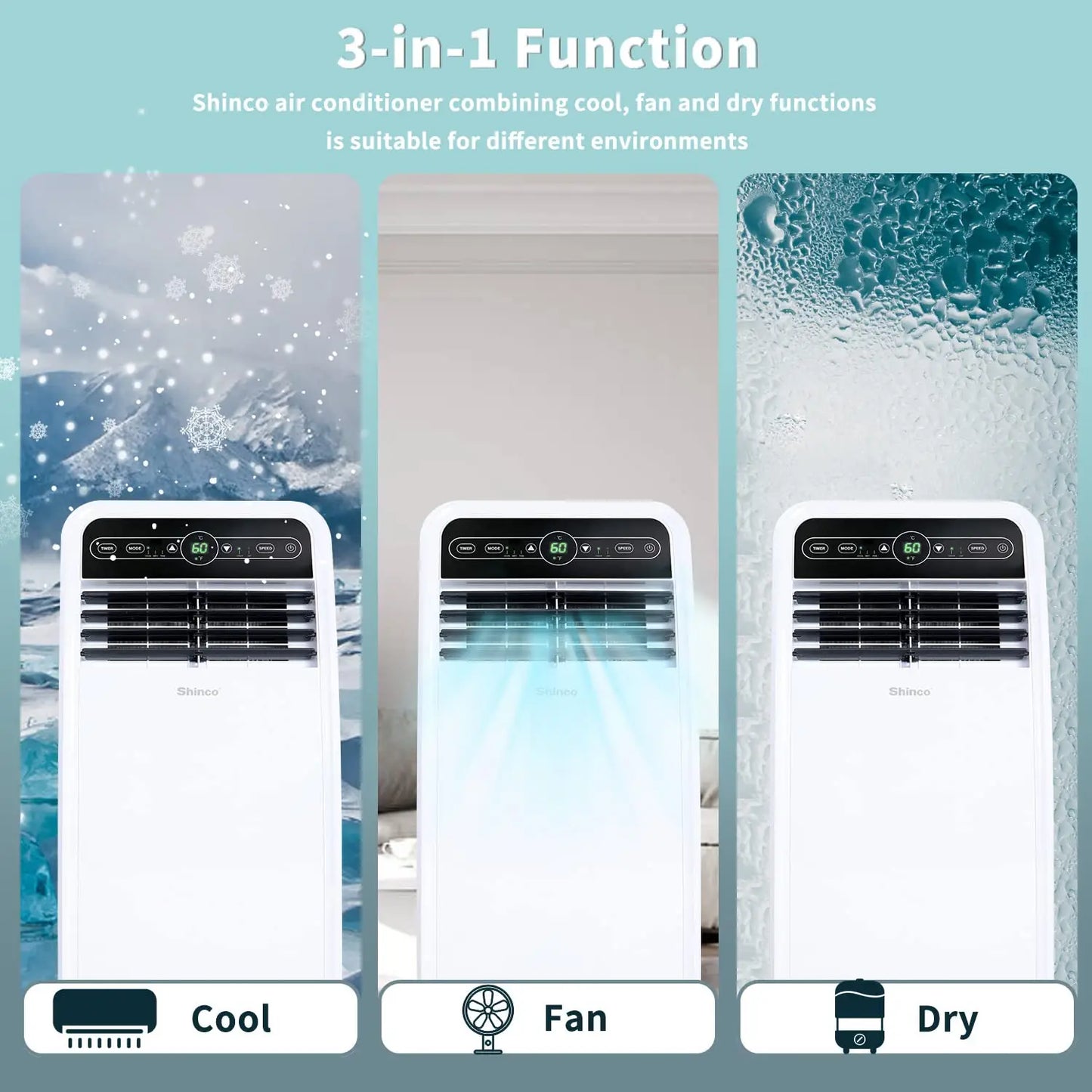 Shinco Portable Air Conditioner With Built In Dehumidifier