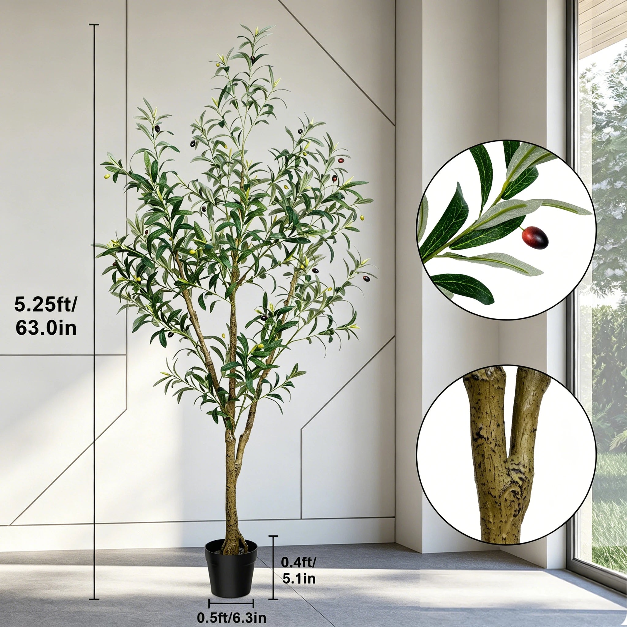 Olitree Artificial Olive Tree With Planter Pot And Realistic Foliage