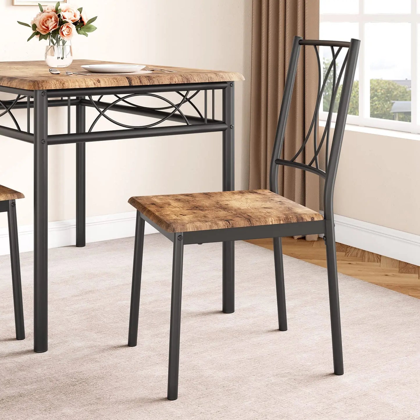 Studyset Dining Table Set For Four With Wood And Metal
