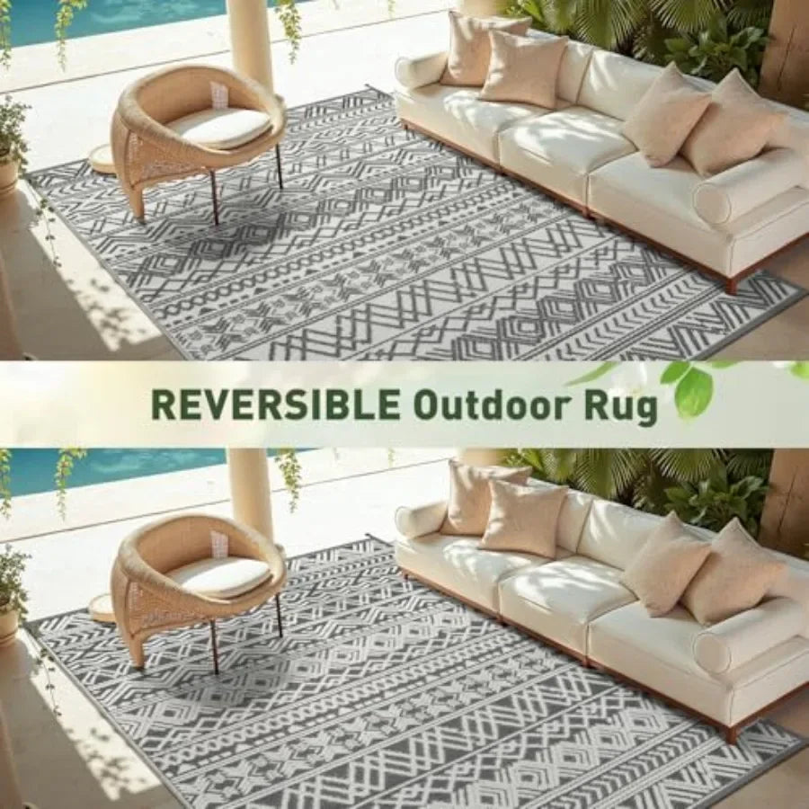 Outdoor Waterproof Rug For Patio And RV Camping Reversible Straw