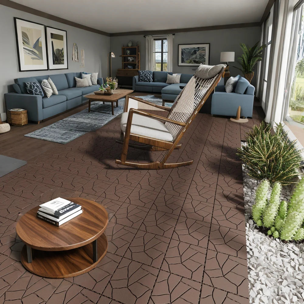 Stone Style Interlocking Patio Deck Tiles For Outdoor And Indoor Use