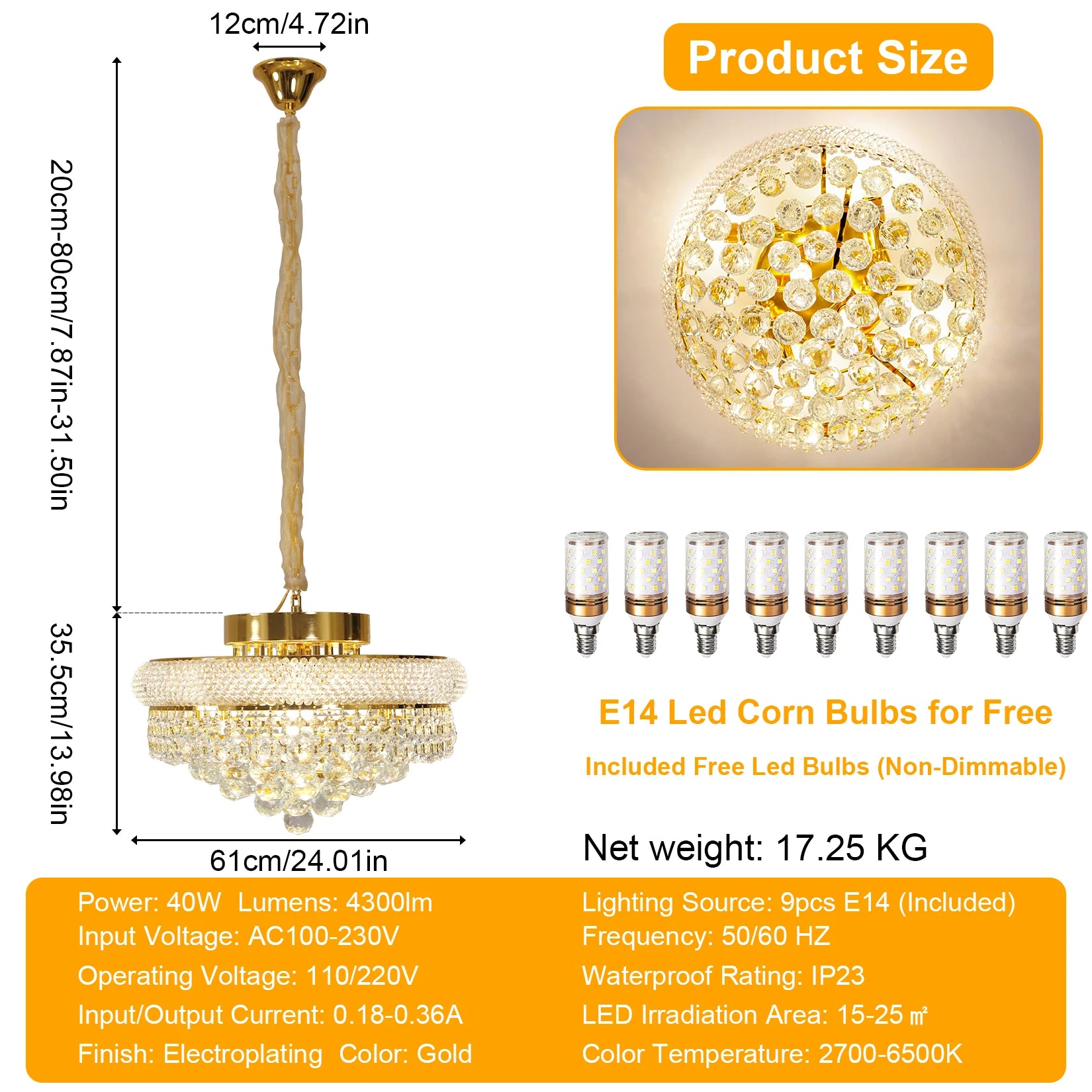 Vrygle Crystal Chandelier Pendant Light With Adjustable Chain Modes