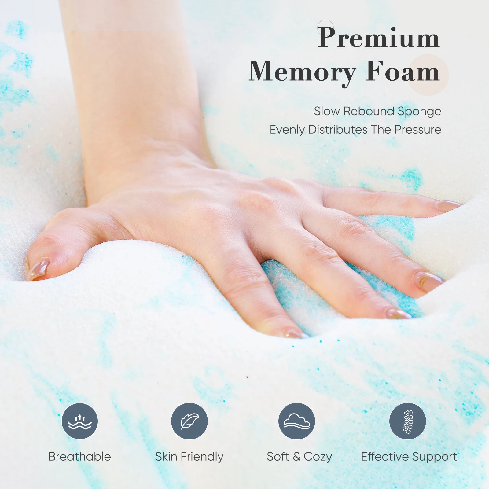 JHK Gel Memory Foam Mattress Topper Cooling Sleep Surface