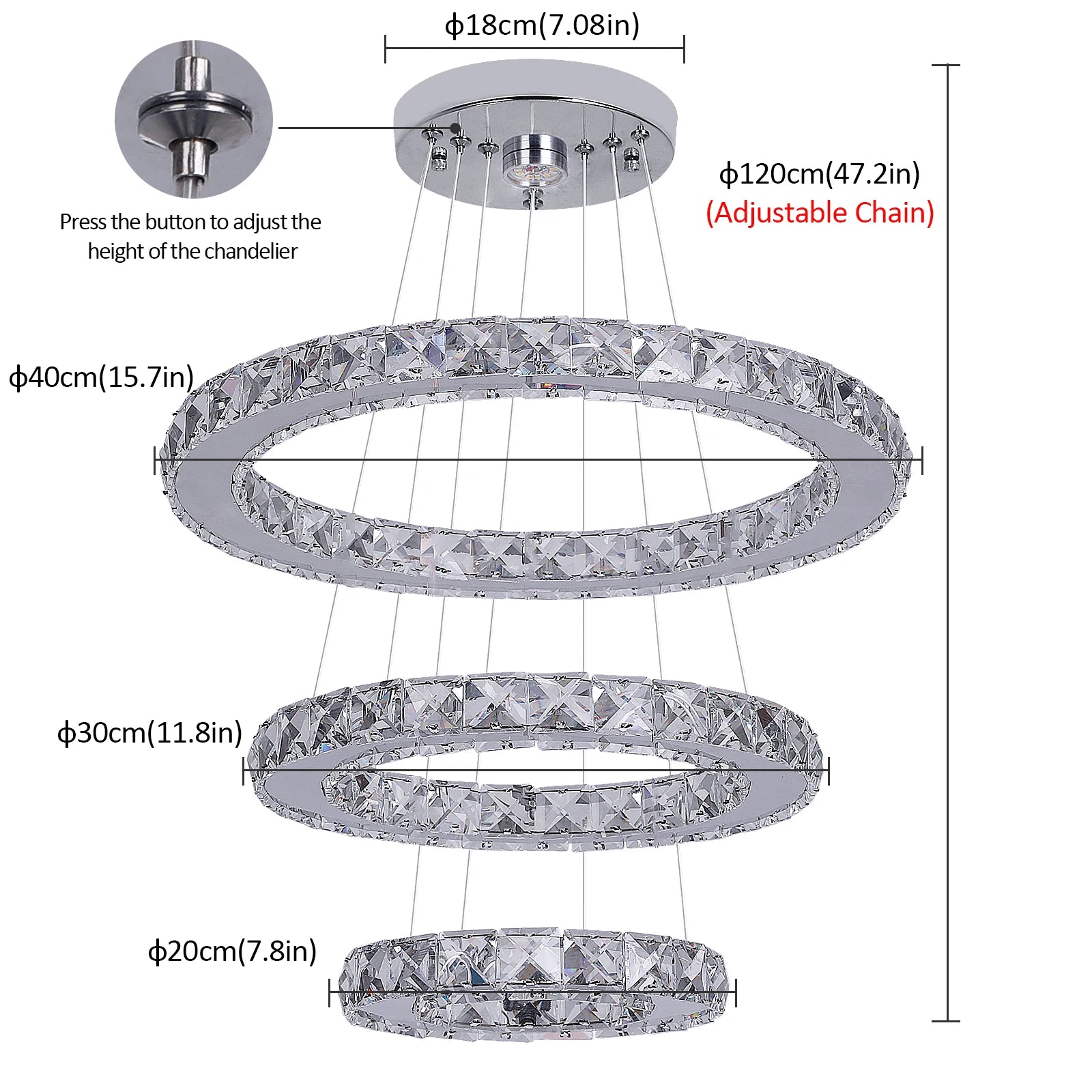 Vinilky Crystal Pendant Ceiling Light Fixture Modern Home Decor