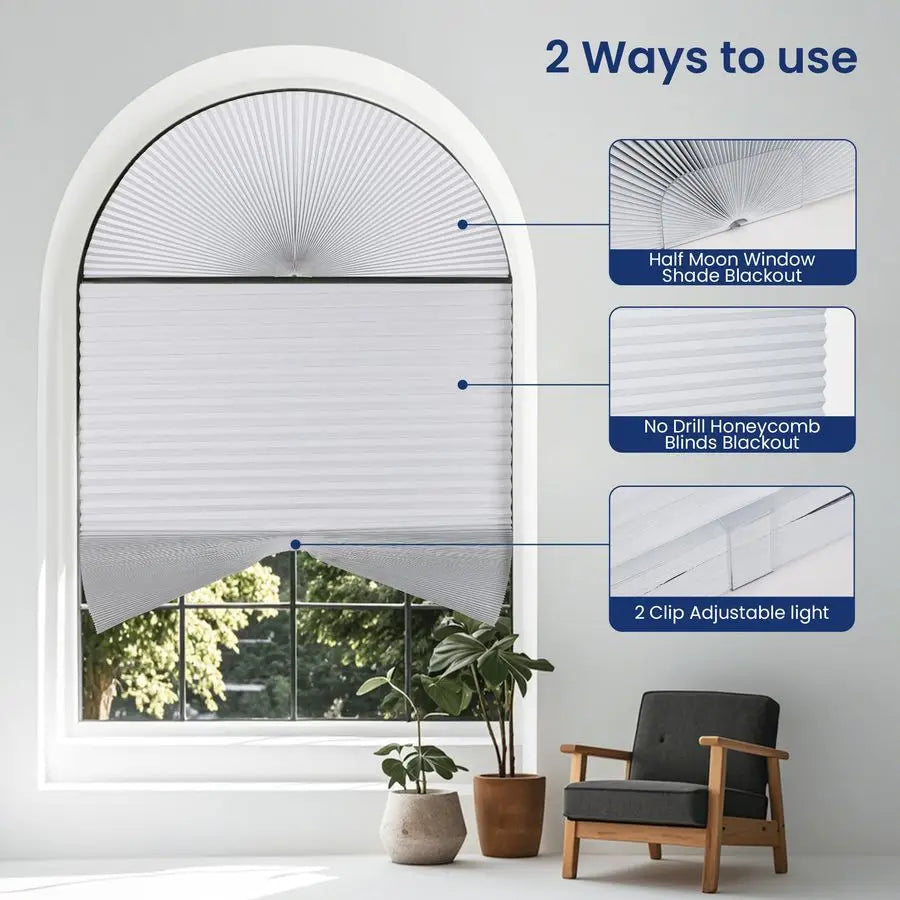 Arch Shades Cordless Blackout Honeycomb Blinds No Drill 2 Pack