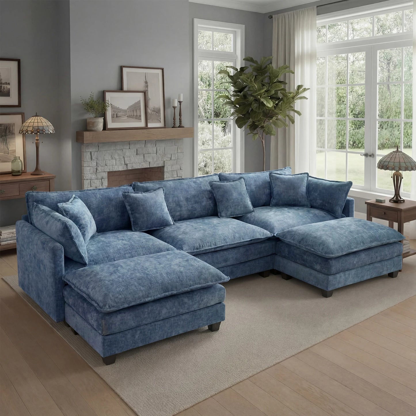 Modular Sectional Sofa With Ottoman For Living Room
