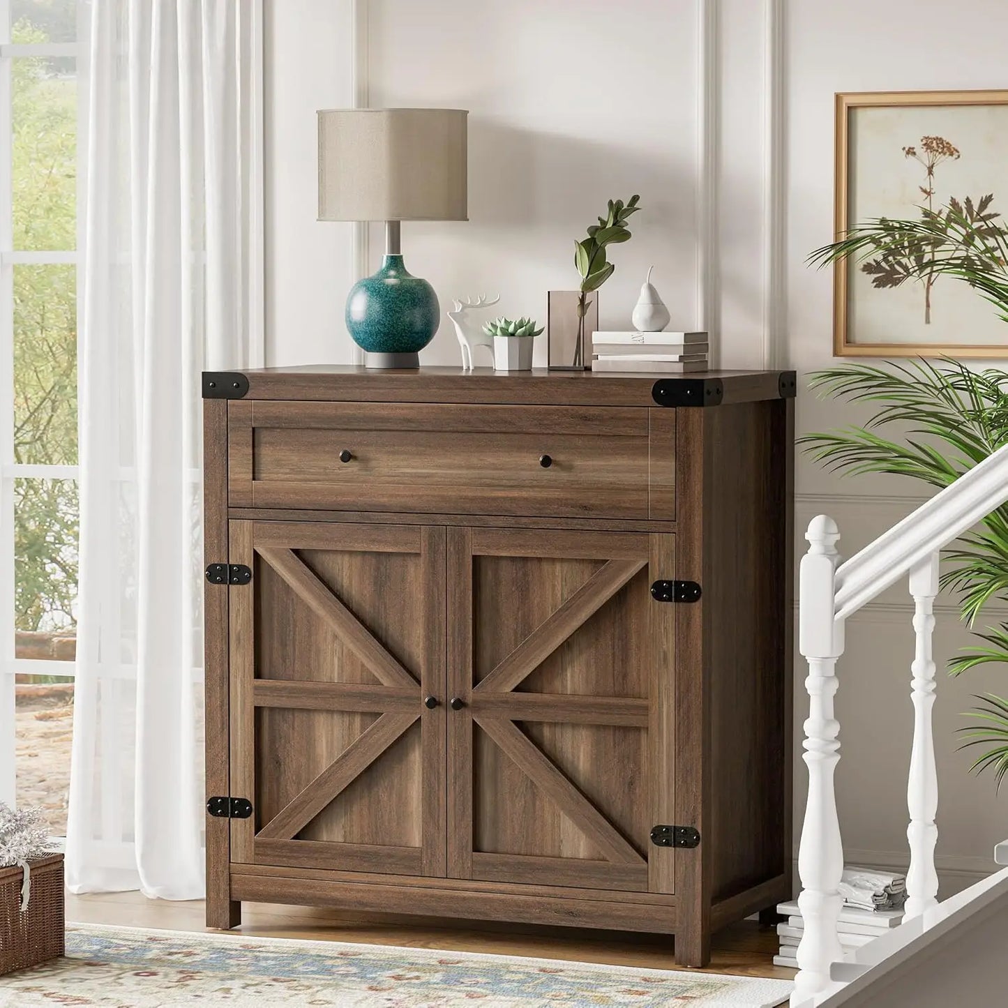 Flamaker Sideboard Buffet Cabinet With Storage And Drawer Barn Doors