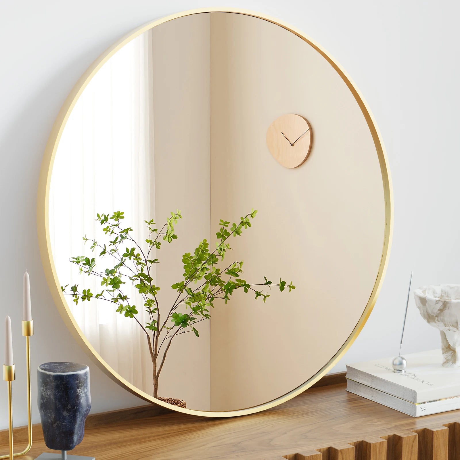 JHK Framed Vanity Mirror In Matte Metal Finish Wall