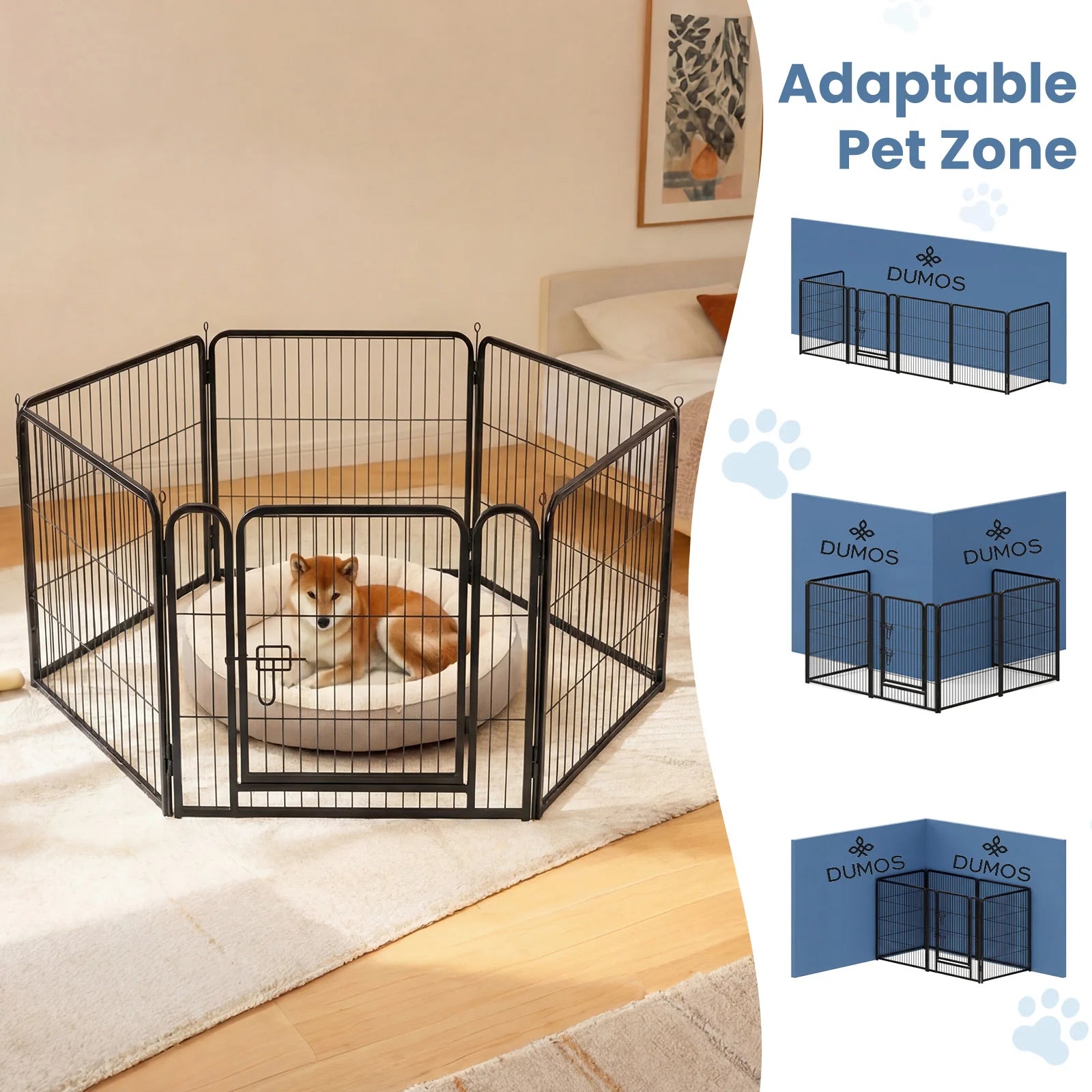 JHK Metal Dog Playpen Fence For Indoor Outdoor Use