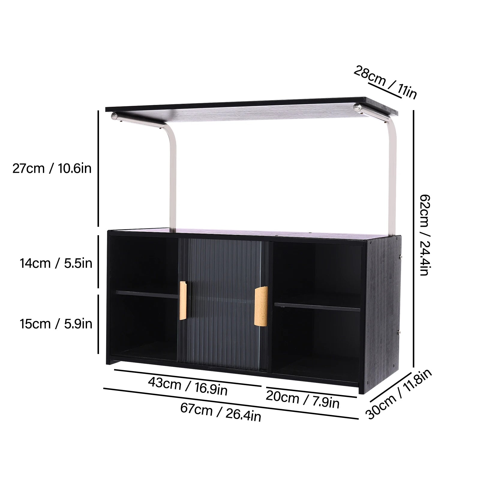 Two-Tier Storage Cabinet With Adjustable Shelves And Clear Door