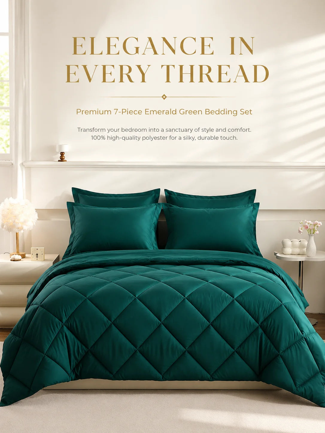 EasYum 5 To 7 Piece Bedding Set Comforter Flat Fitted Pillowcases