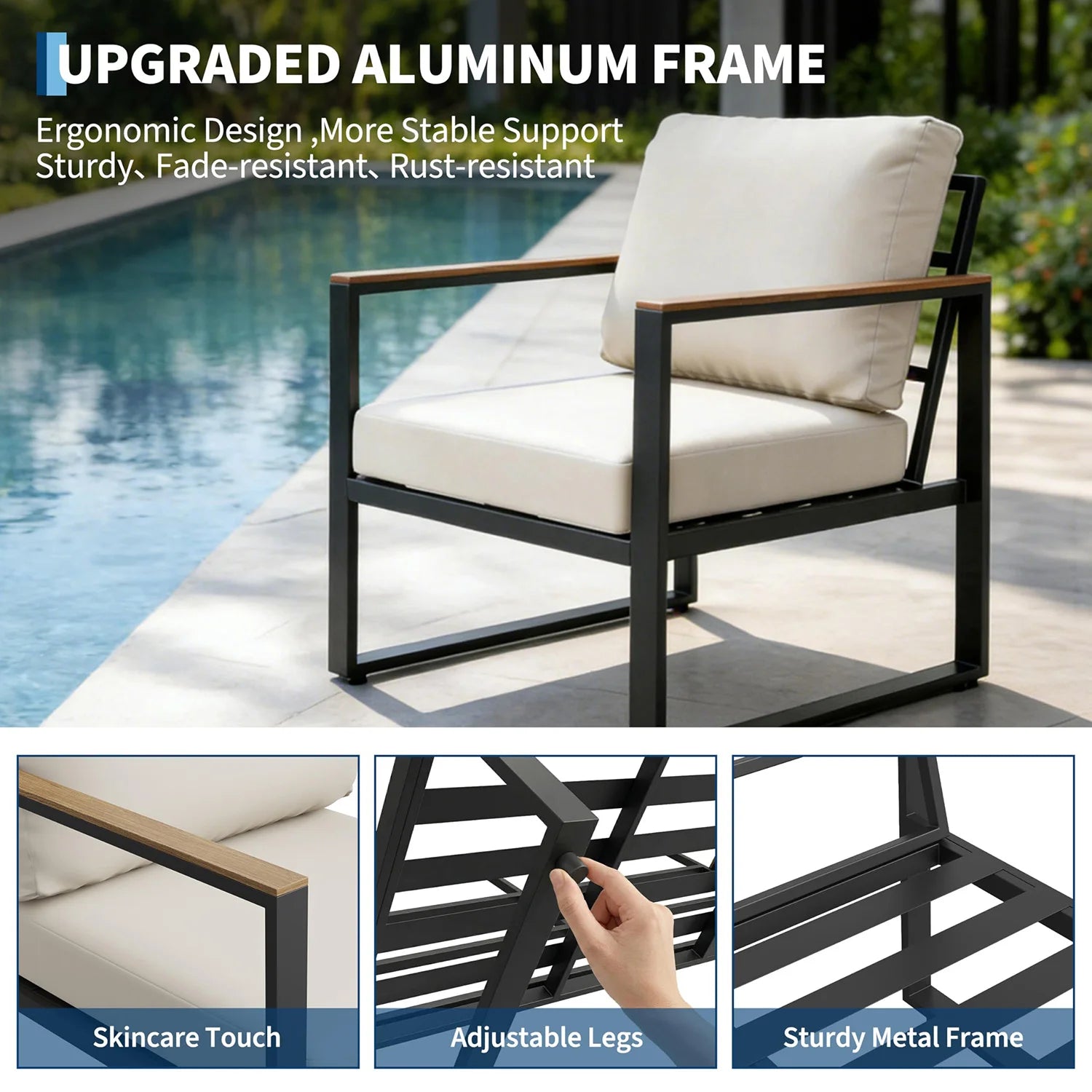 HobbyLane Modern 4 Piece Outdoor Sofa Set With Coffee Table