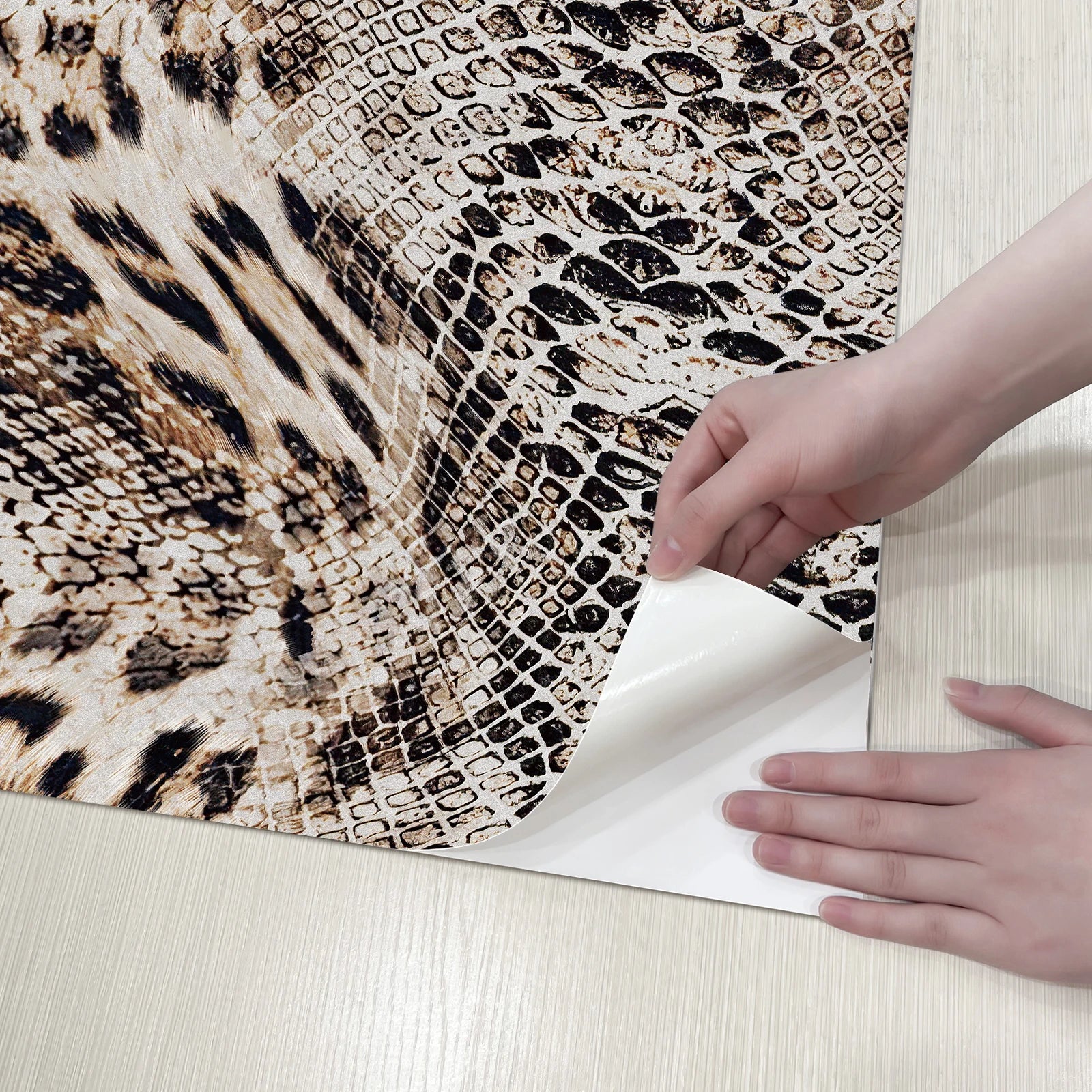 Retro Leopard Print Vinyl Peel and Stick Wallpaper Decor