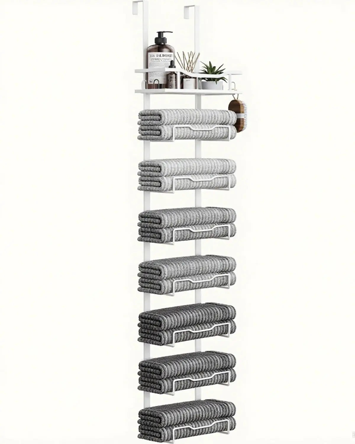 XIUWO 6 Tier Over Door Towel Rack No Drill Organizer